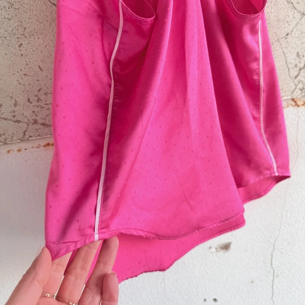 Victorias Secret Satin Pajama Set Hot Pink Polka Dot‎ PJs Silky Cami Shorts Y2K - Picture 6 of 16